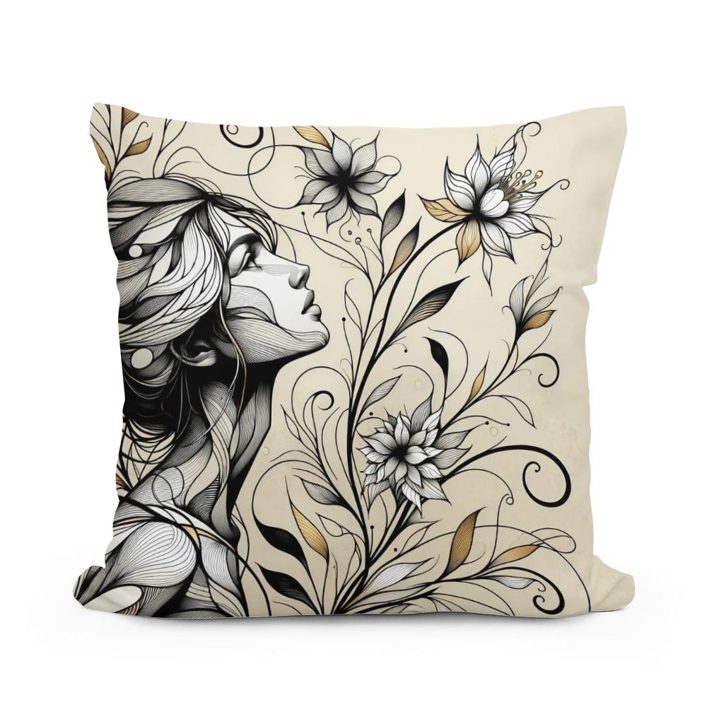 Serene Blossom Cotton Cushion
