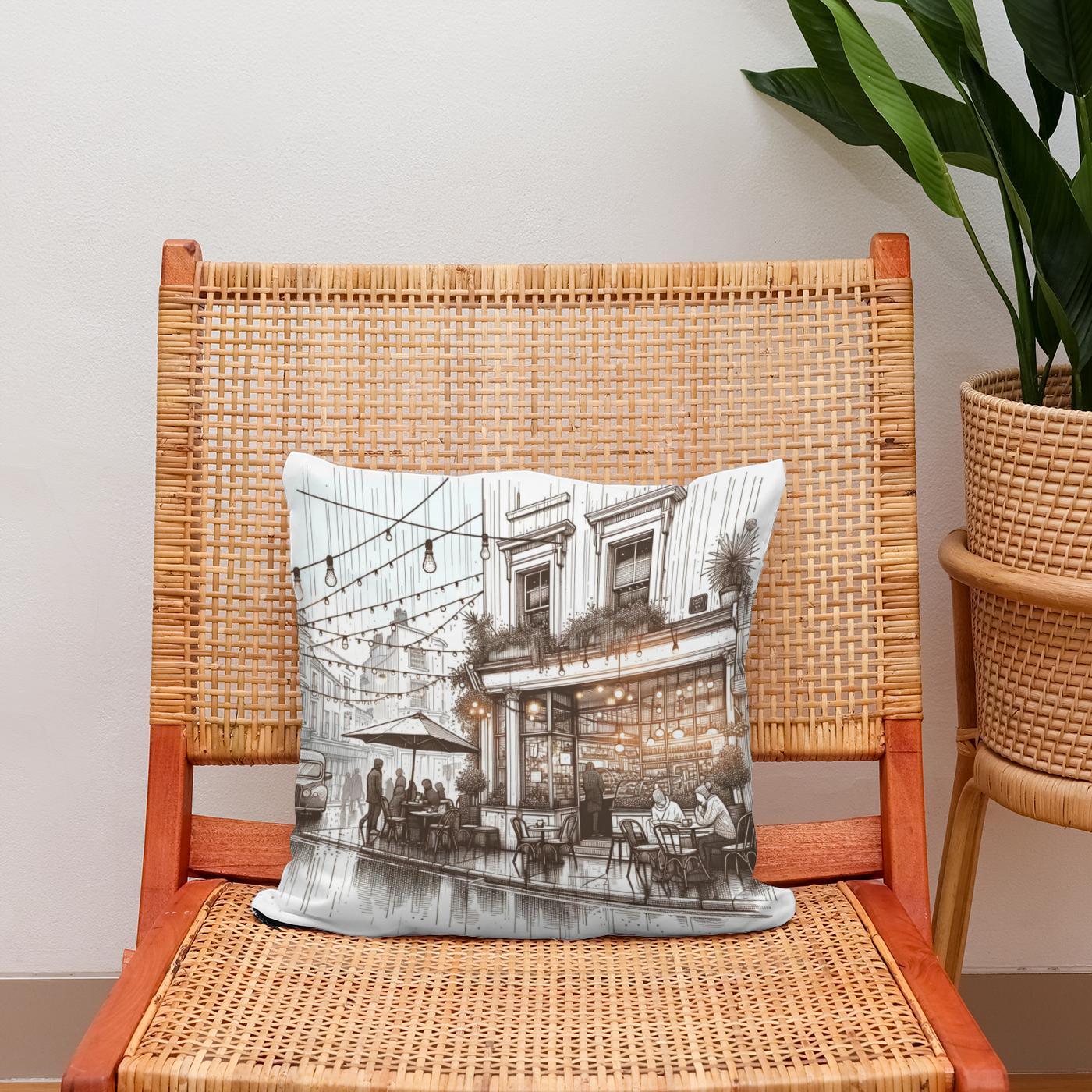 Rainy Day Café Cotton Cushion