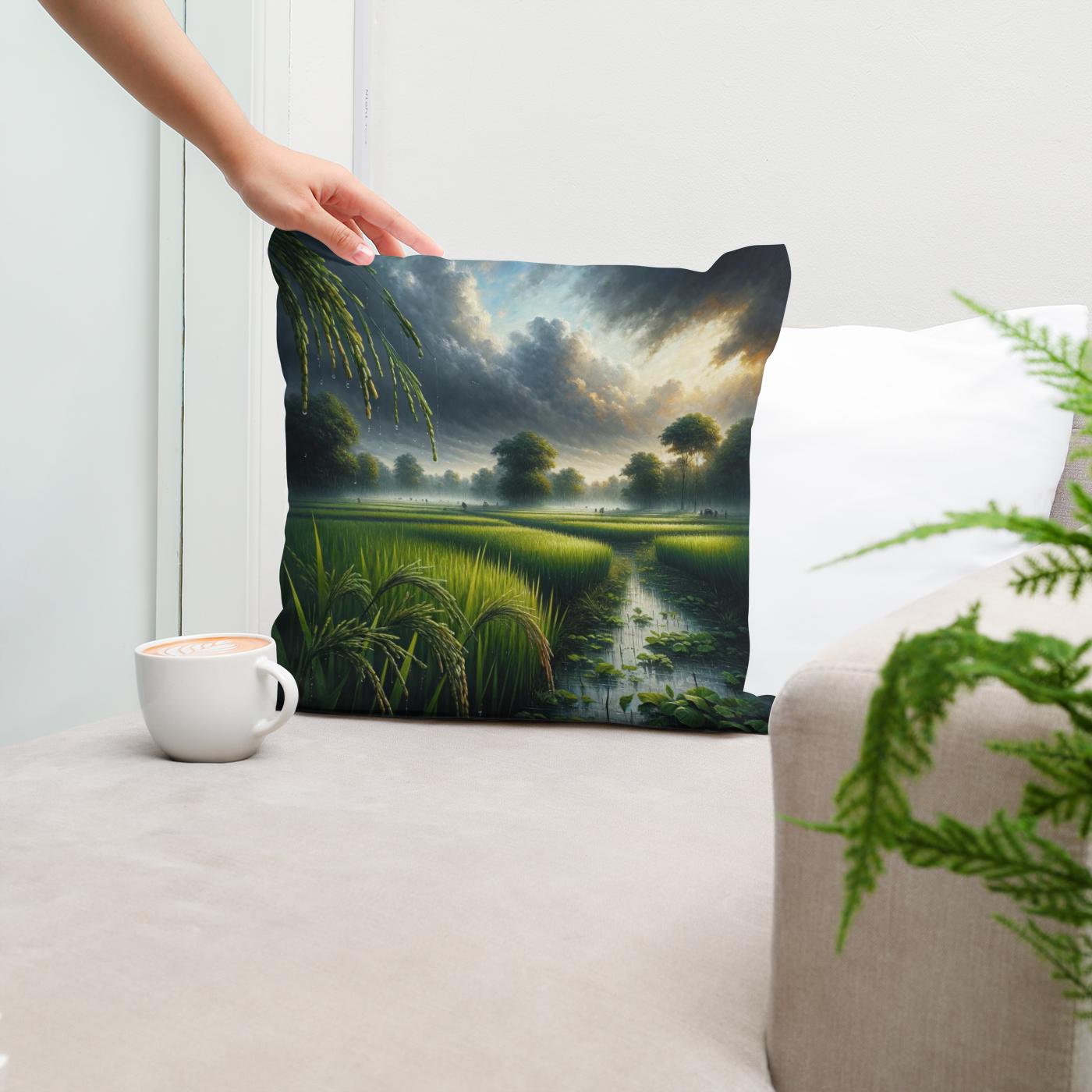 Monsoon Over Bengal Cotton Cushion