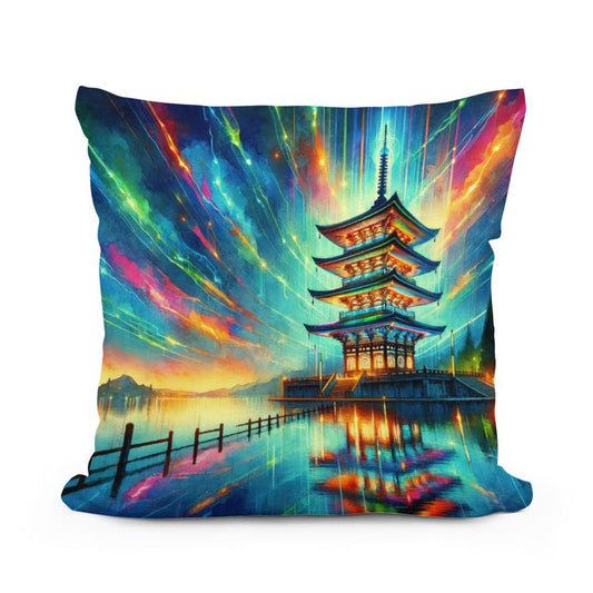 Neon Reflection Pagoda Cotton Cushion