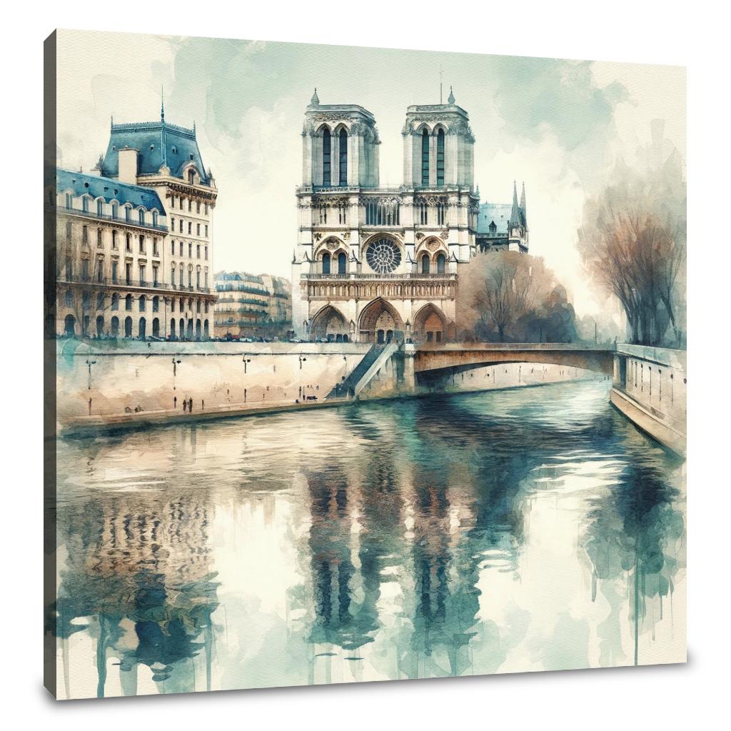 Reflections of Paris Notre-Dame Canvas