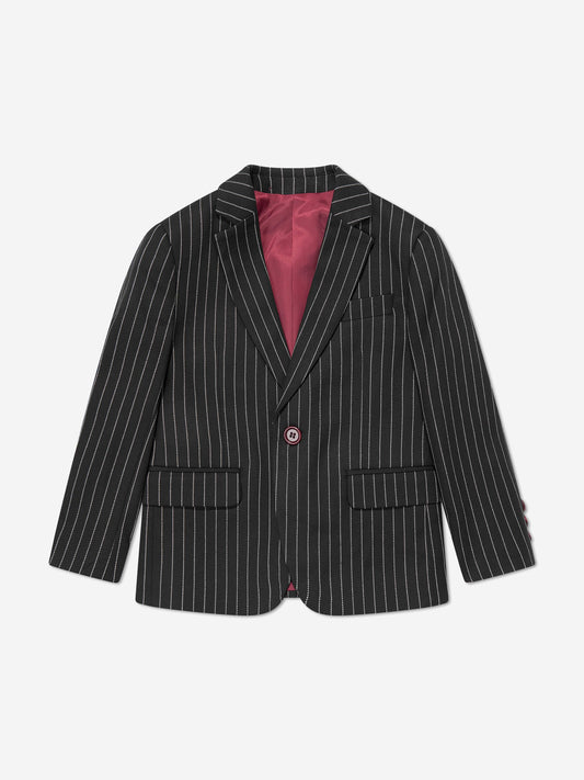 SUITLAB London Boys Striped 3 Piece Suit Set in Black