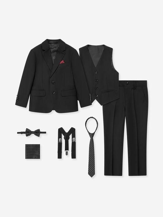 SUITLAB London Boys 7 Piece Suit Set in Black