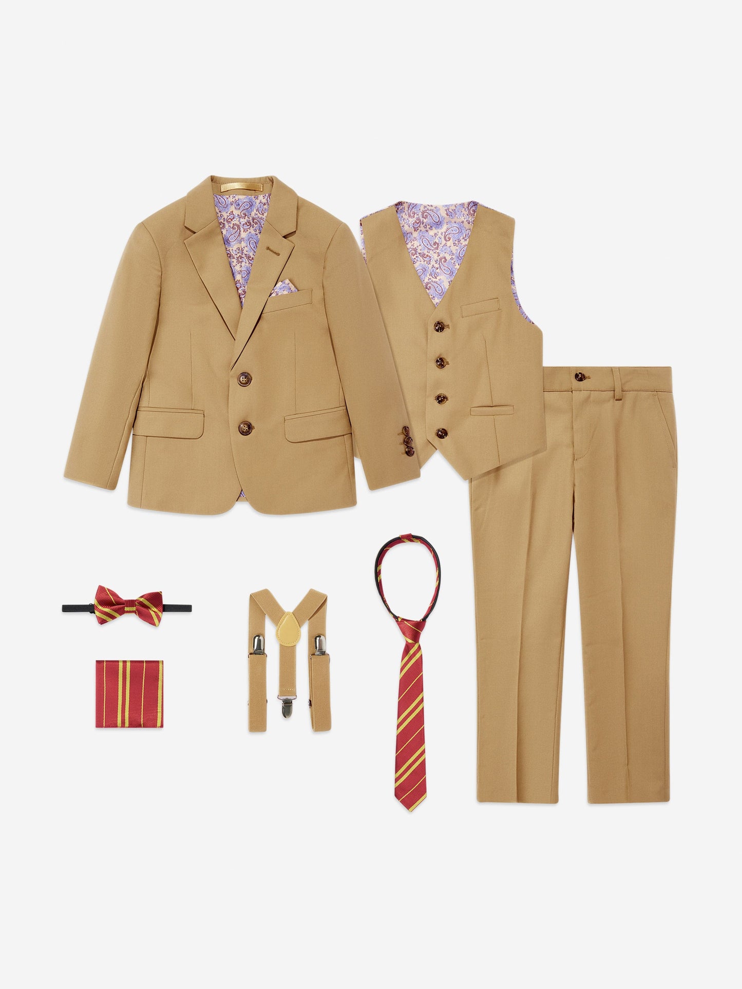 SUITLAB London Boys 7 Piece Suit Set in Beige