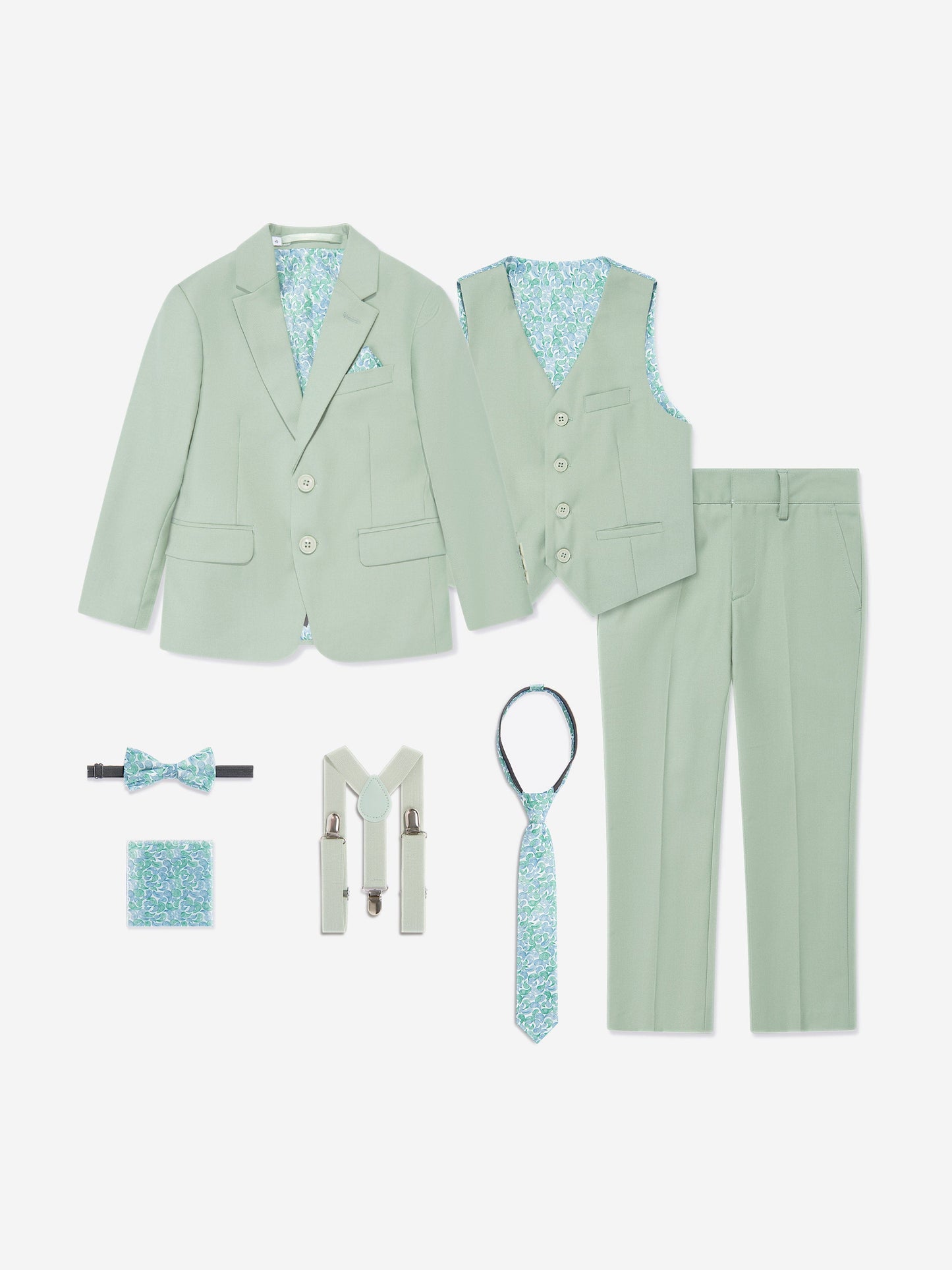 SUITLAB London Boys 7 Piece Suit Set in Green