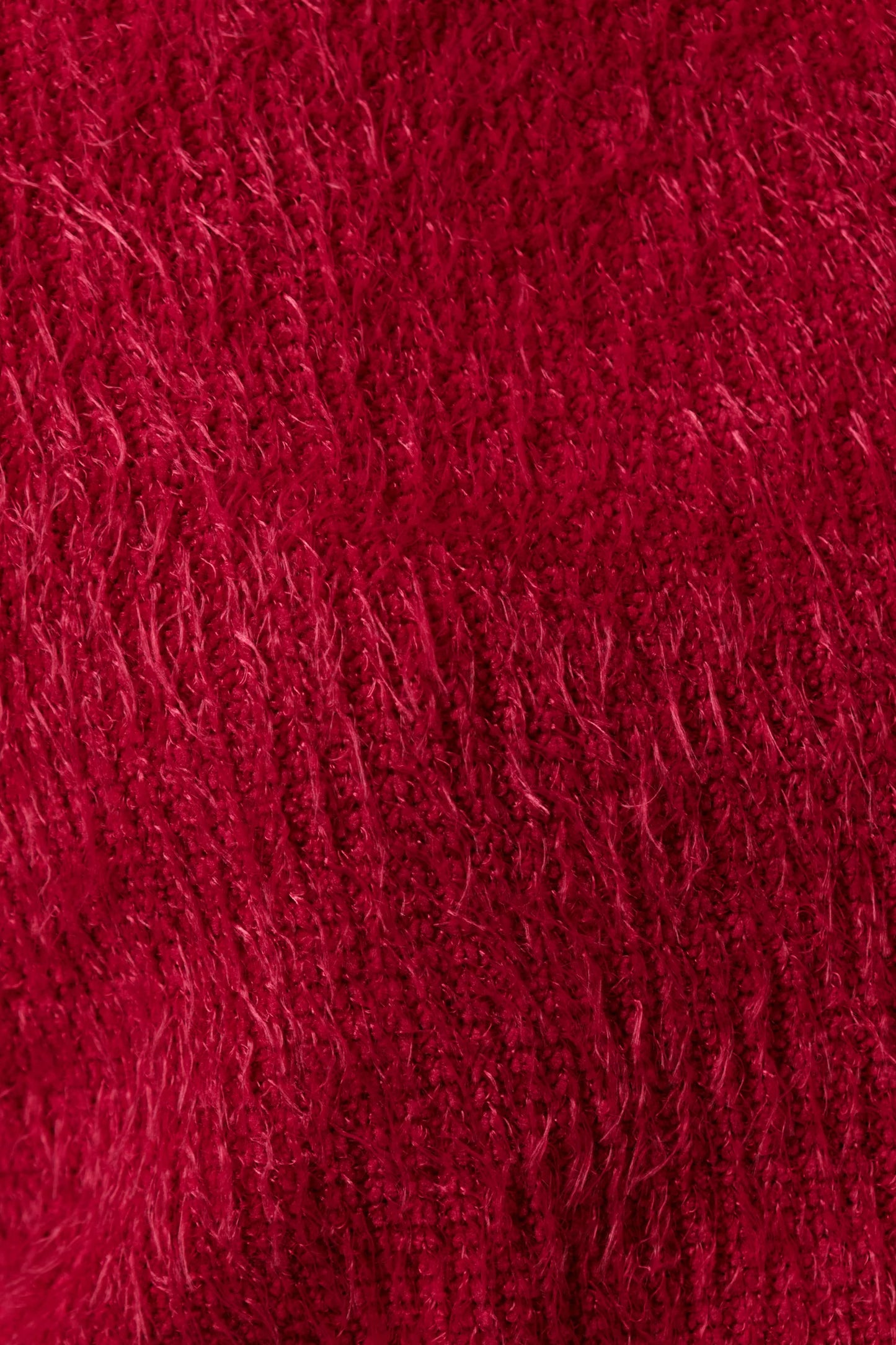 Jenyfer Eyelash Rib Long Sleeve Mini Dress - Red