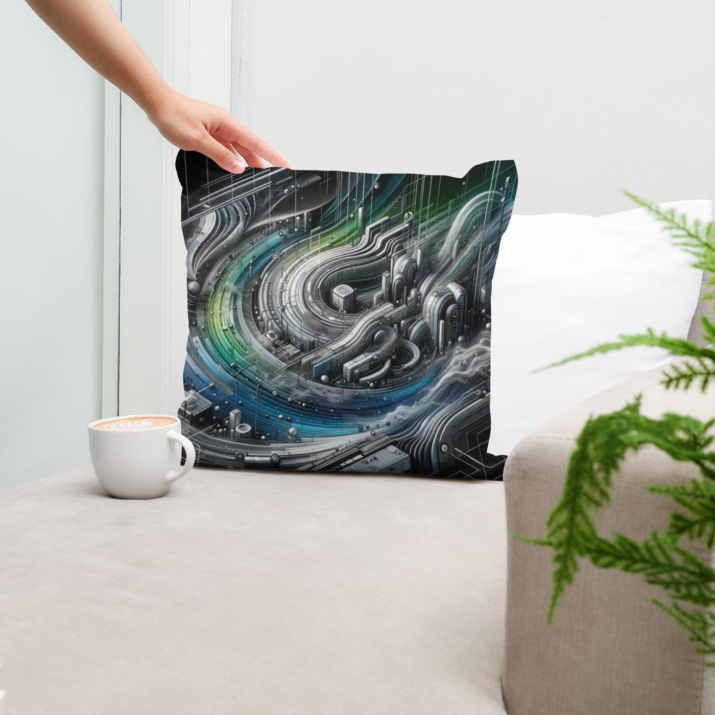 Cybernetic Vista Cotton Cushion