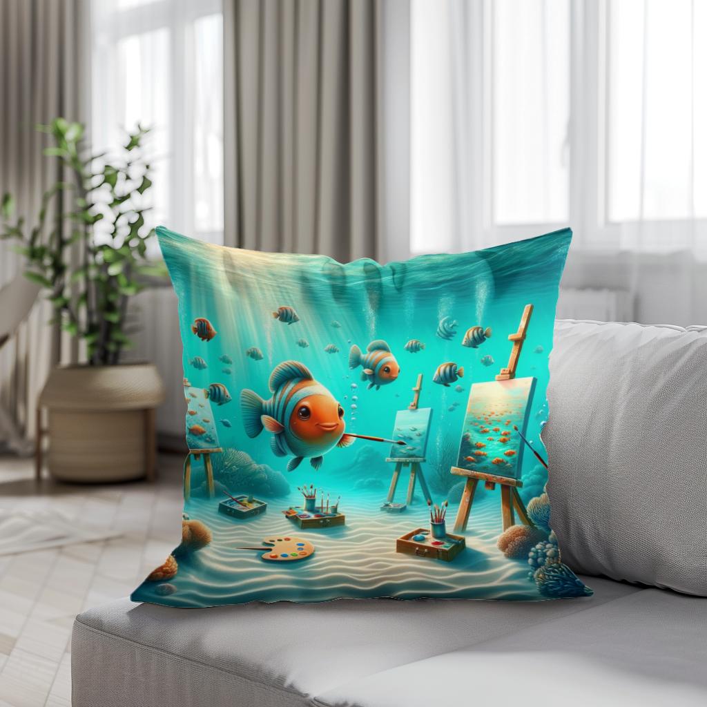 Aquatic Artistry Cotton Cushion