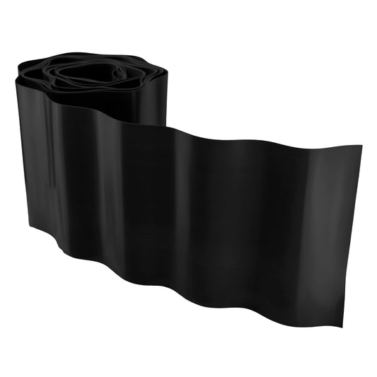 Wavy Plastic Garden Lawn Edging, H=20CM, L=9M, Black
