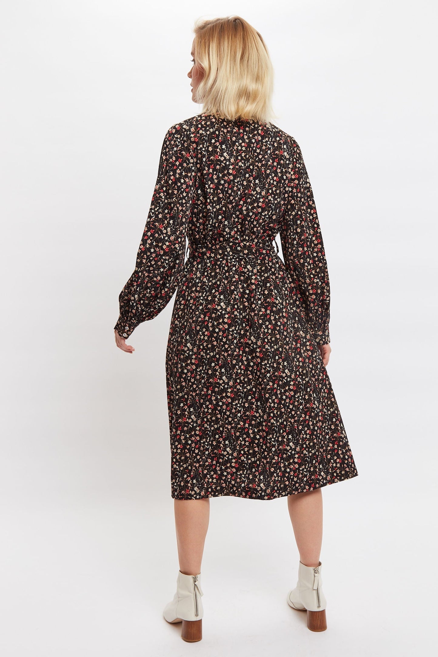 Louche Leonie Wax Flower Long Sleeve Midi Shirtdress