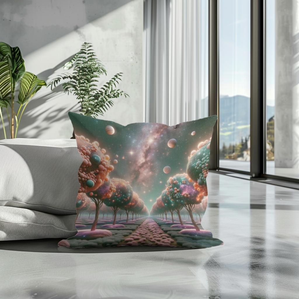 Cosmic Orchard Cotton Cushion