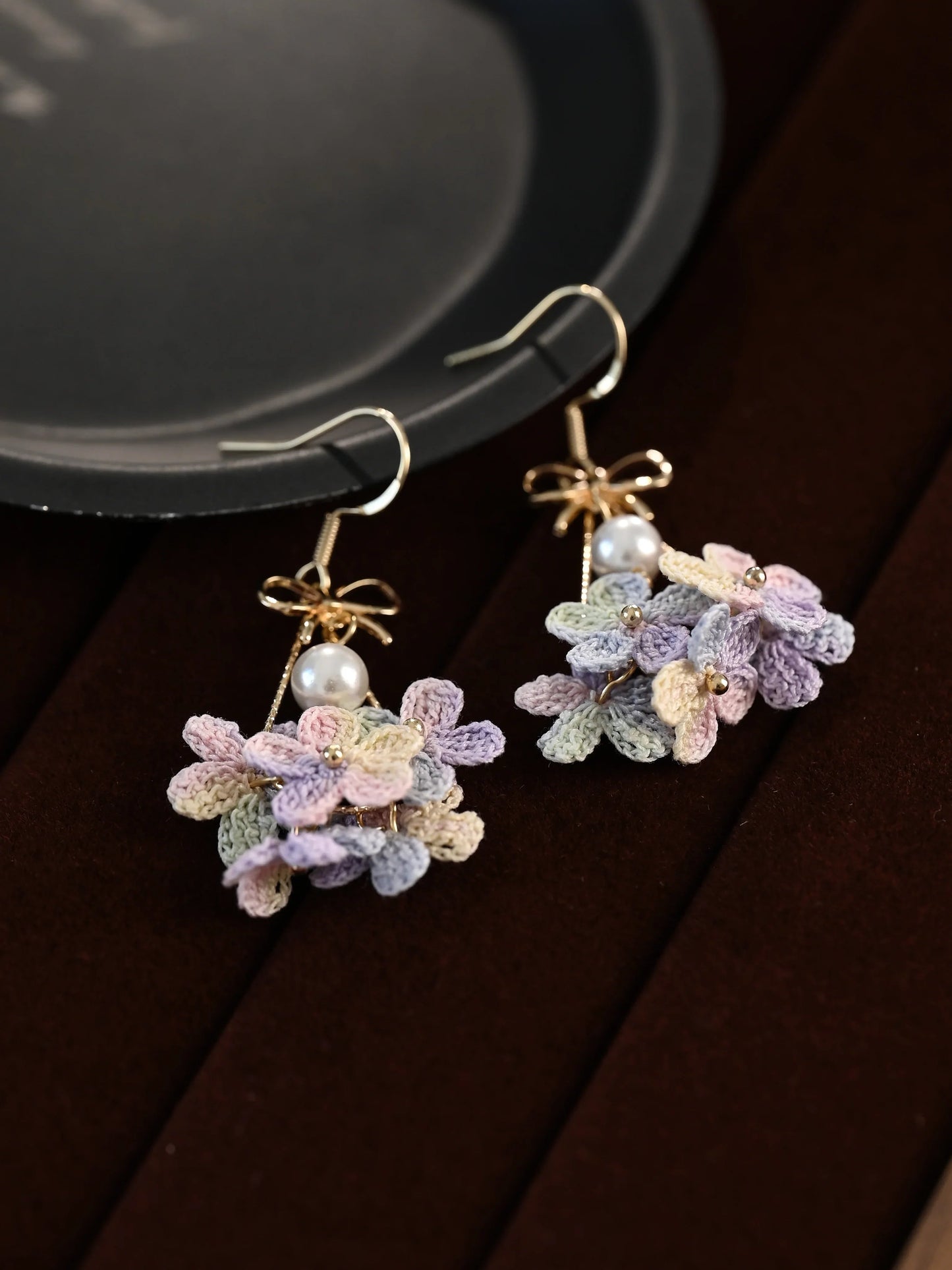 Blossom Dewdrop Micro-Crochet Earrings – Handmade Floral Charms in Pastel & Sunset Shades