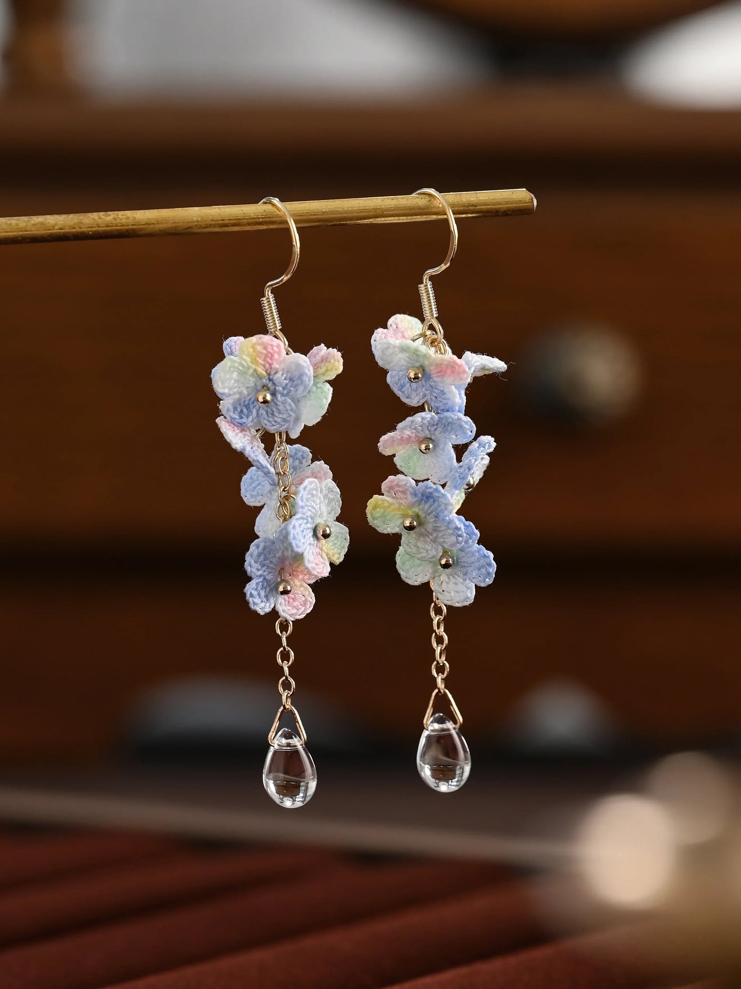Blossoming Micro-Crochet Forget-Me-Not Earring Danglers – Tiny Flowers, Big Elegance