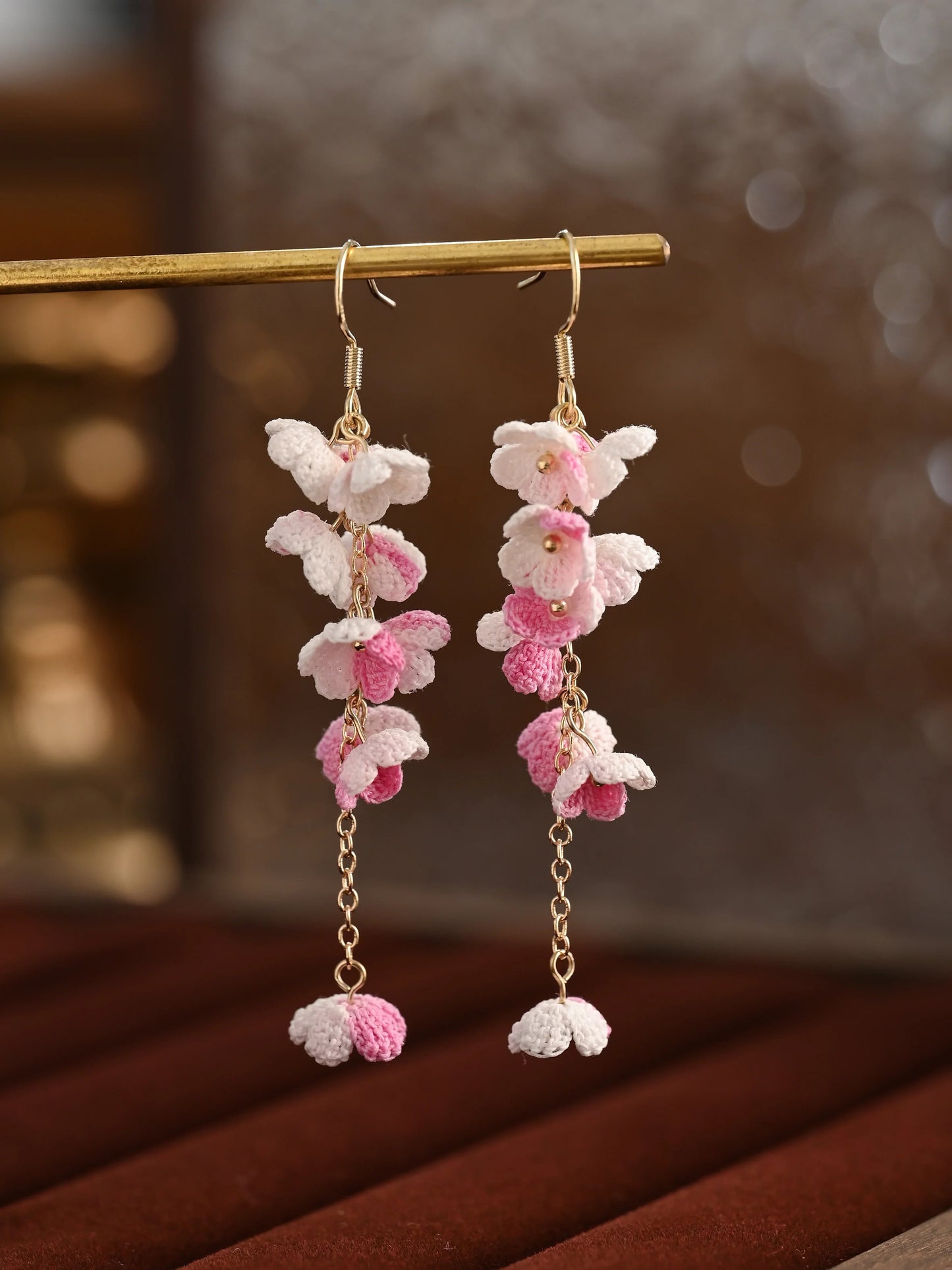 Bloomfall Micro Crochet Earrings – Cascading Floral Dangles in Dreamy Colours