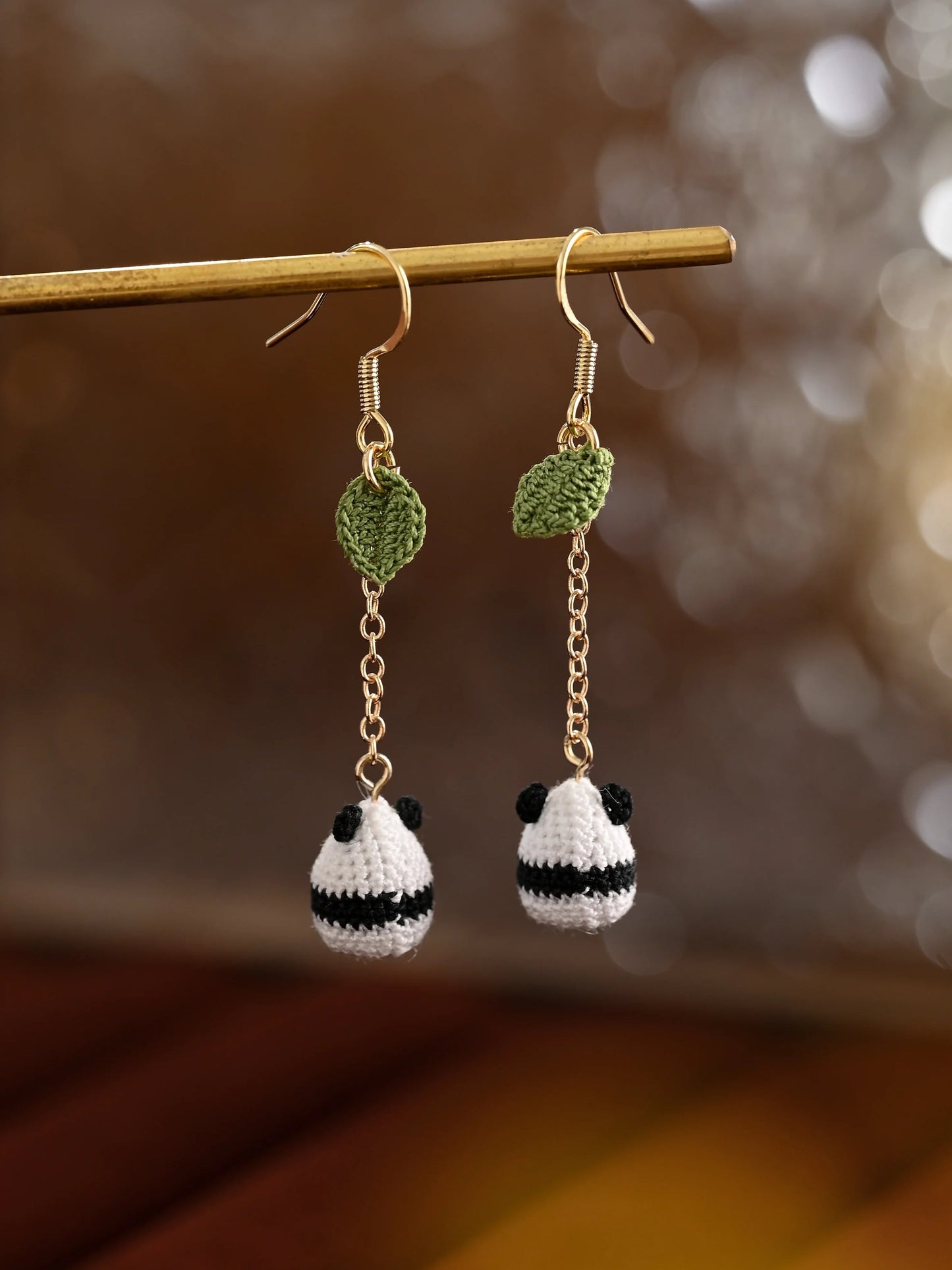 Chubby Panda Micro Crochet Earrings – Tiny Handmade Bears Too Cute to Resist