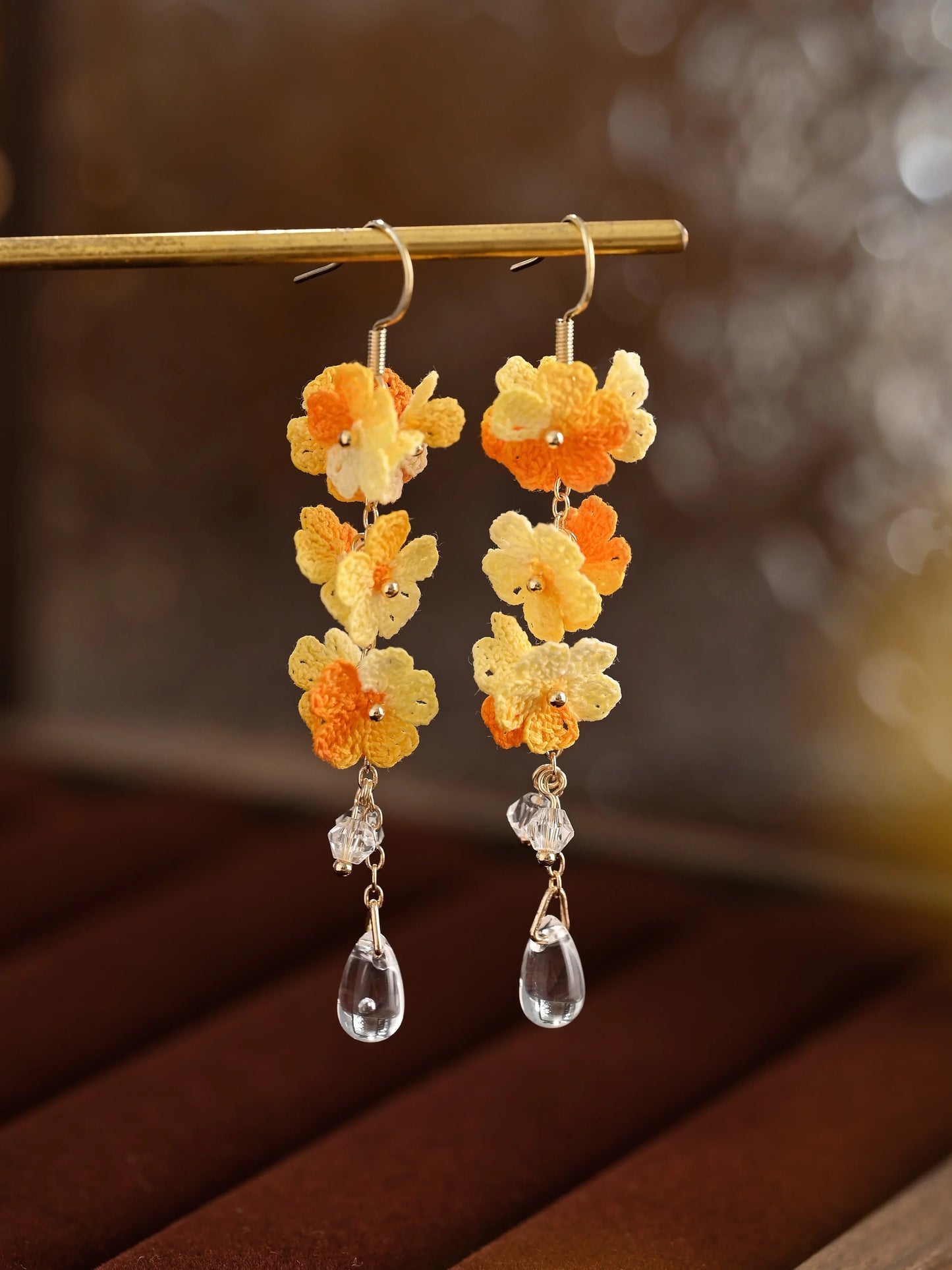 Blossoming Micro-Crochet Forget-Me-Not Earring Danglers – Tiny Flowers, Big Elegance