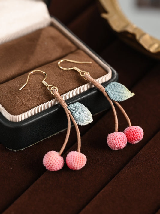 Dainty Cherry Blossom Micro-Crochet Earrings