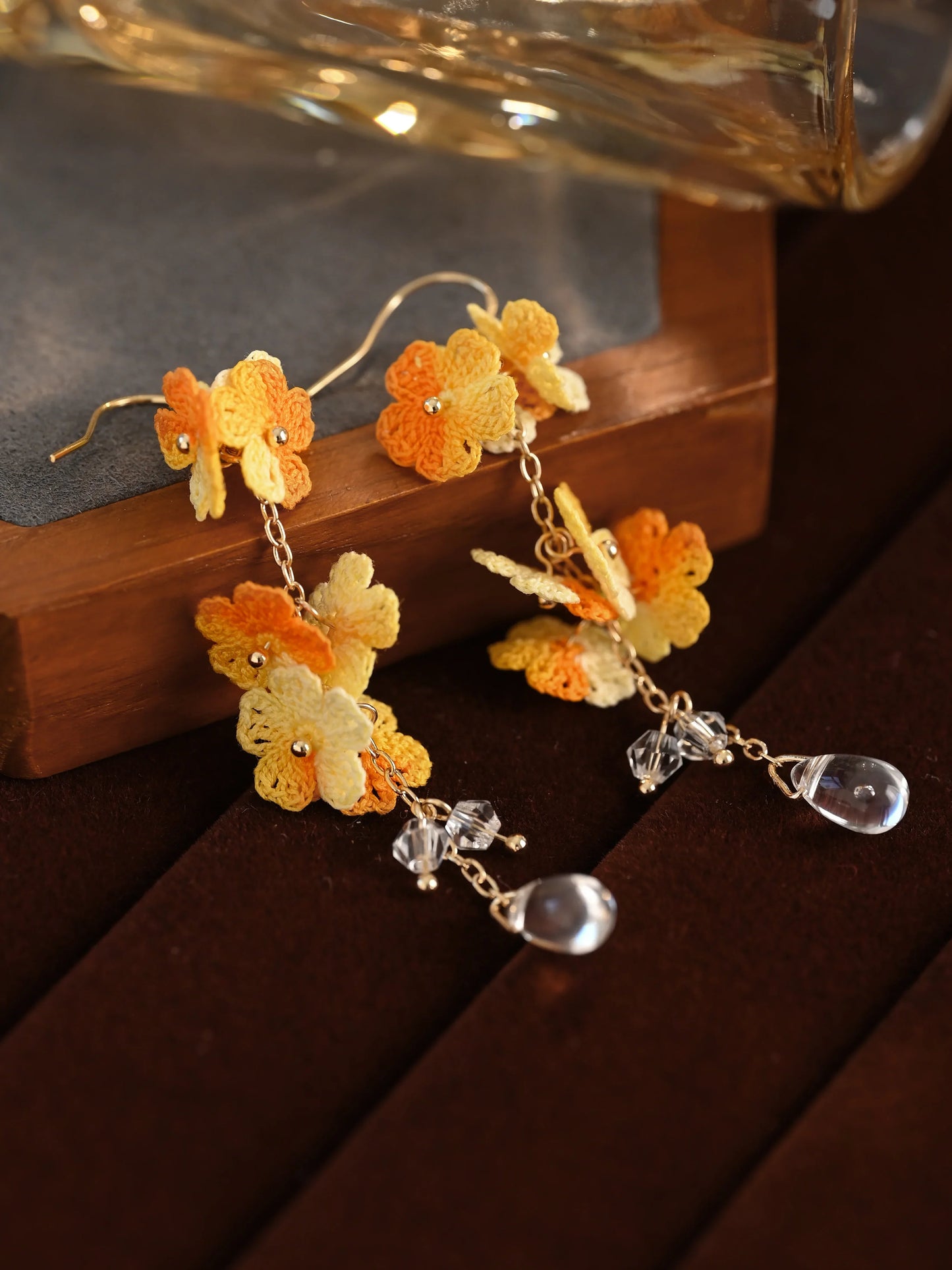 Blossoming Micro-Crochet Forget-Me-Not Earring Danglers – Tiny Flowers, Big Elegance