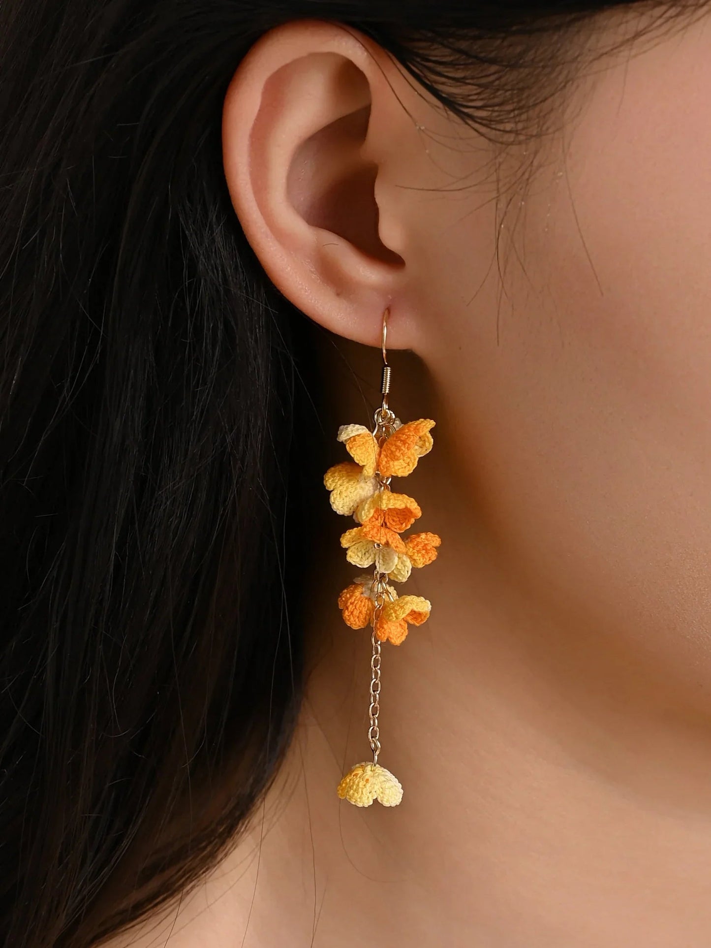Bloomfall Micro Crochet Earrings – Cascading Floral Dangles in Dreamy Colours