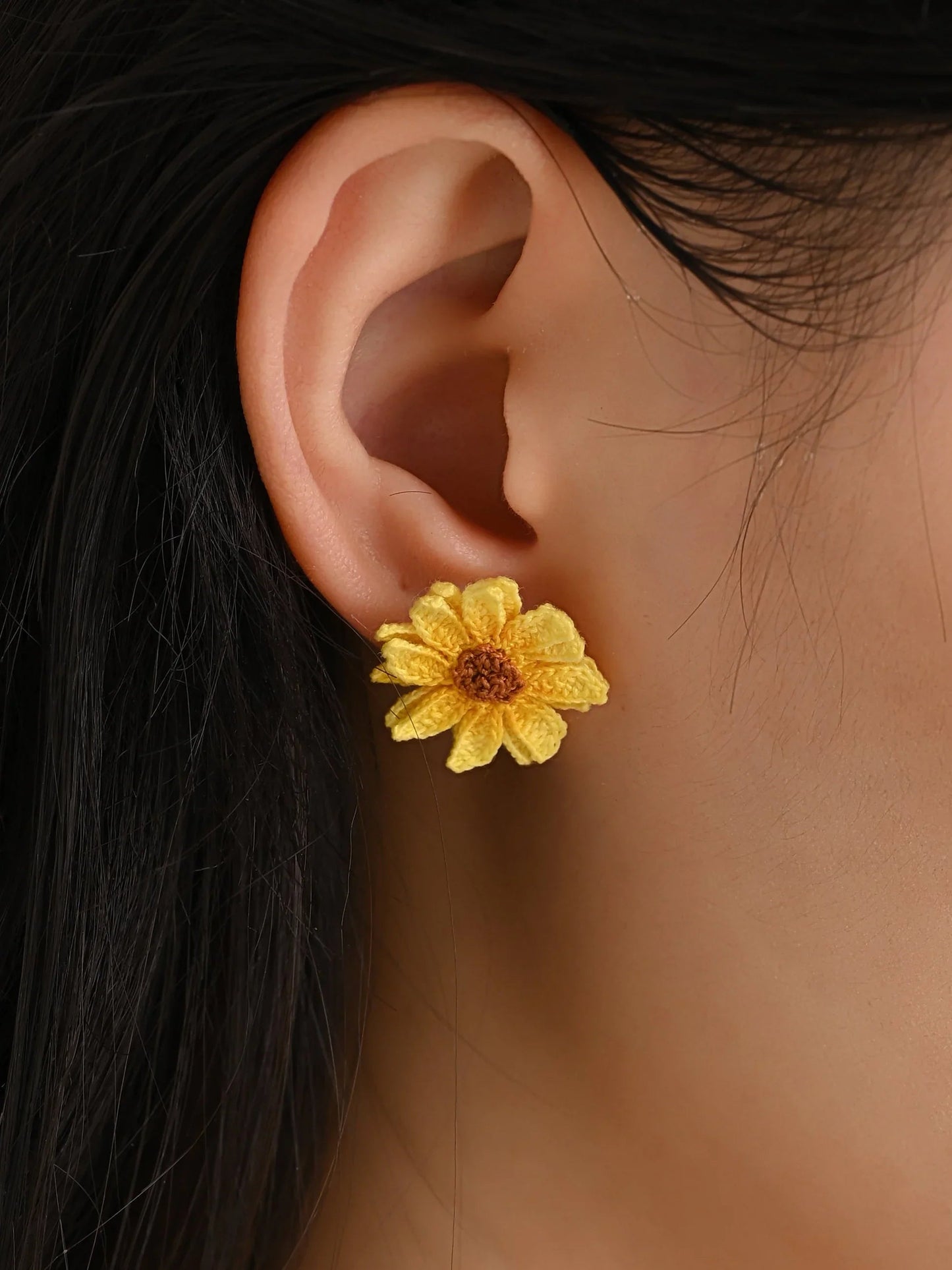 Sun-Kissed Bloom Earrings – Hand-Crocheted Mini Sunflower Charms