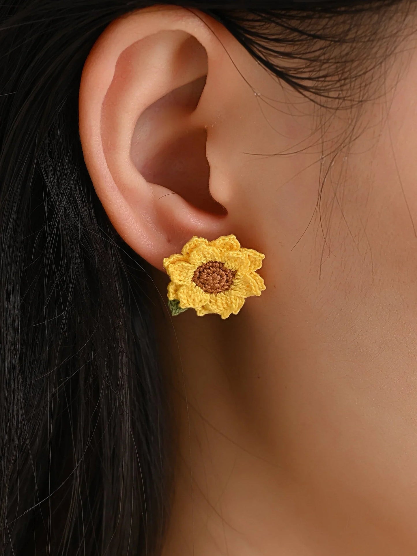Sun-Kissed Bloom Earrings – Hand-Crocheted Mini Sunflower Charms