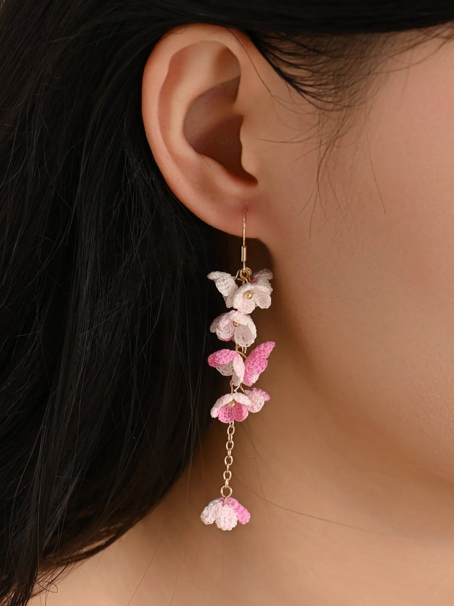 Bloomfall Micro Crochet Earrings – Cascading Floral Dangles in Dreamy Colours