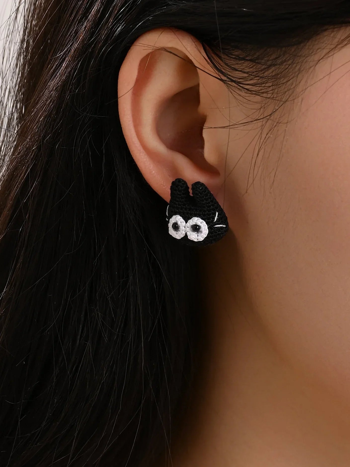 Mystery Black Cat Micro Crochet Earrings – Tiny Handmade Familiar With Big Personality