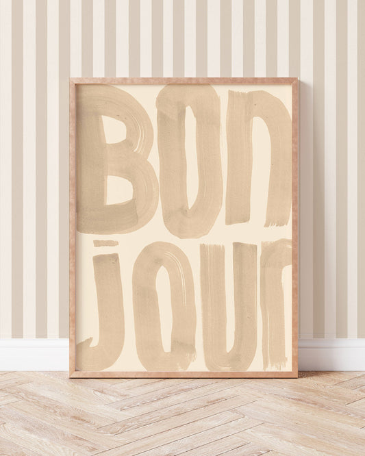 Bonjour Typography Print