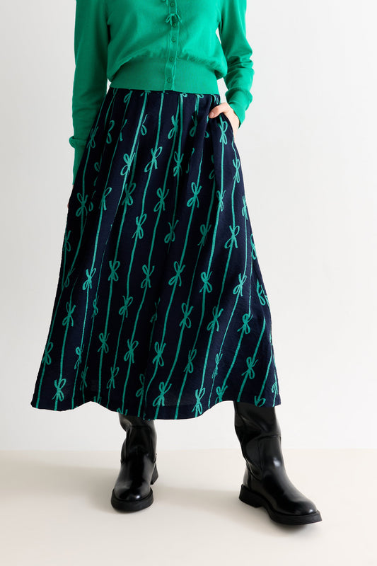 Lizea Tie Up Midi Skirt - Navy
