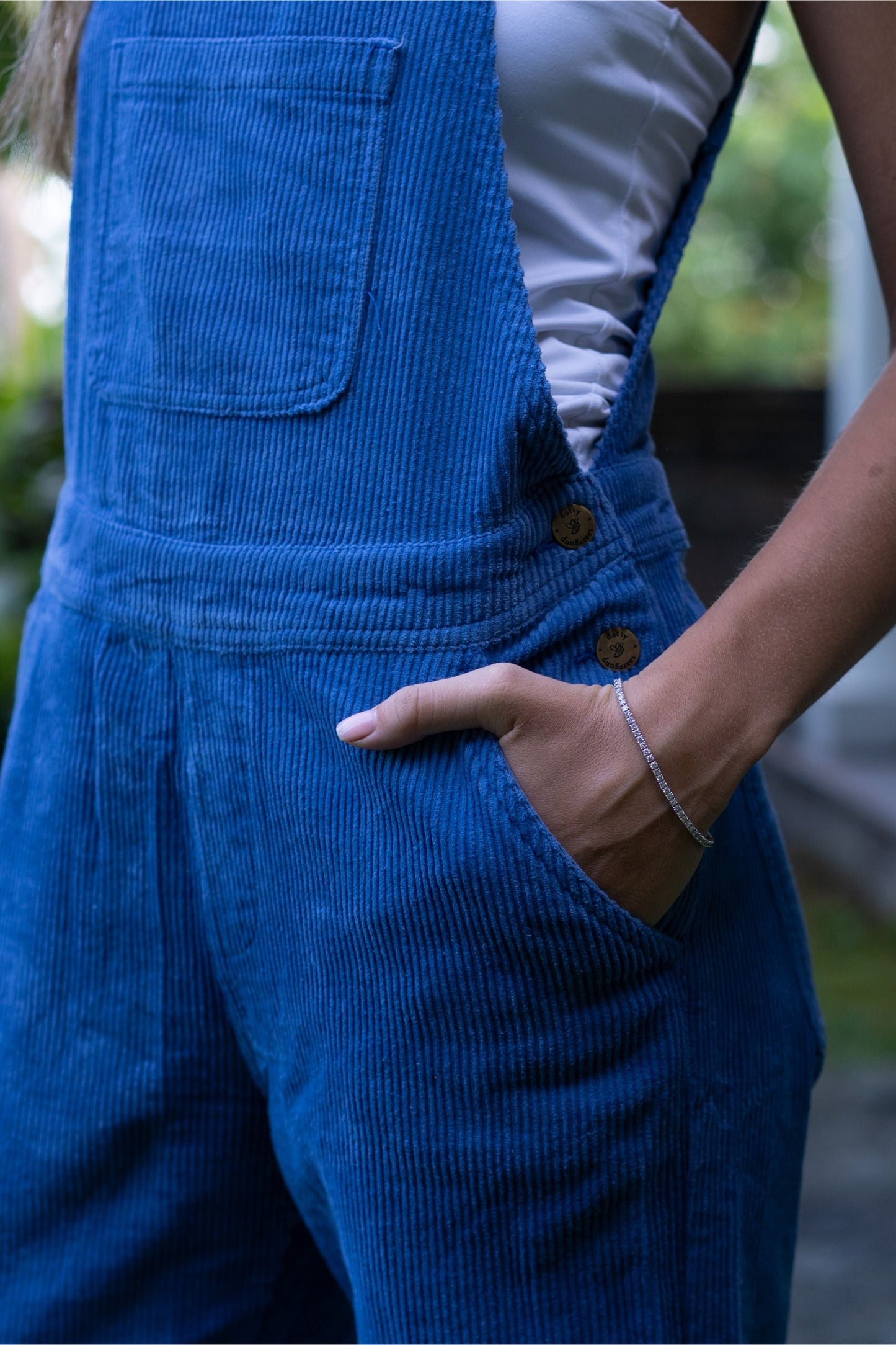 Adult Blue Chunky Cord Dungarees