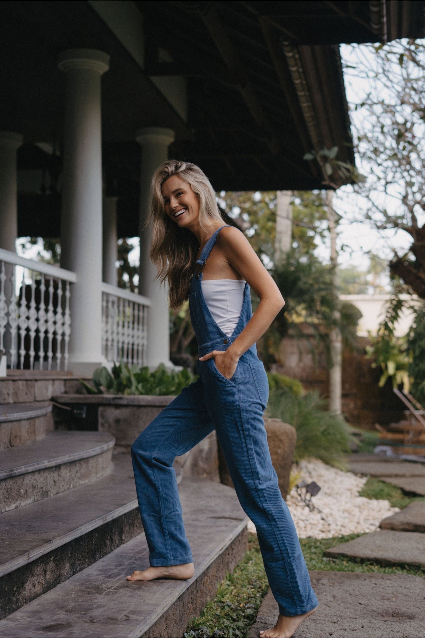 Adult Blue Chunky Cord Dungarees
