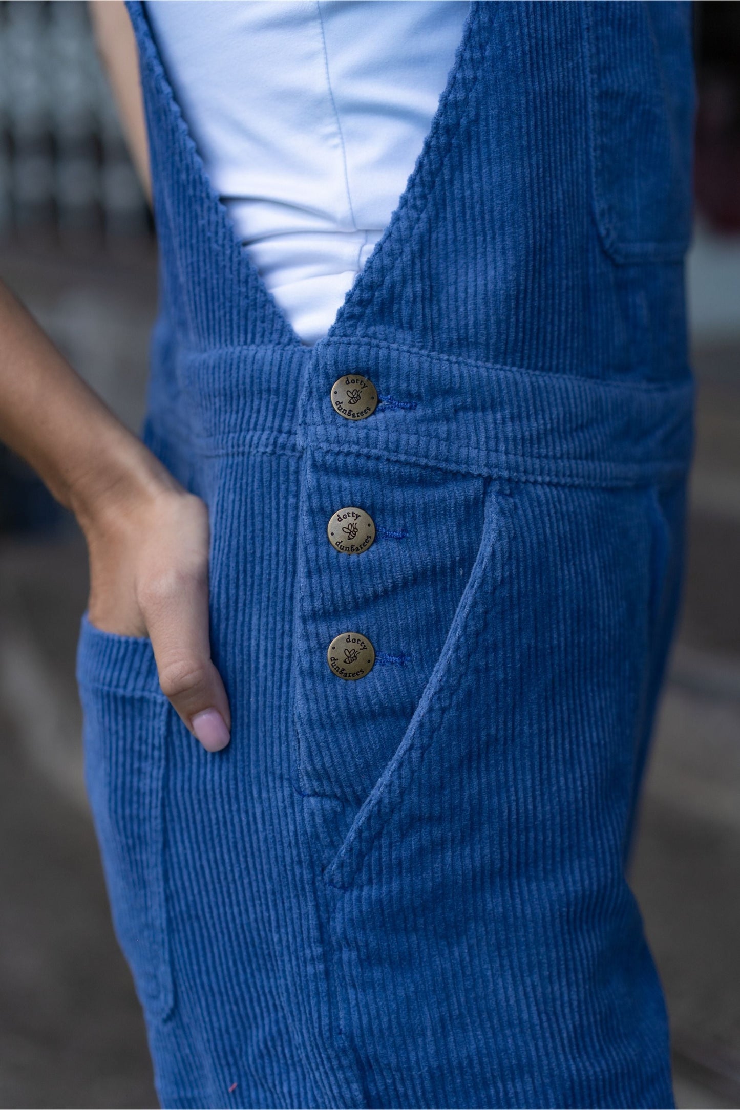 Adult Blue Chunky Cord Dungarees
