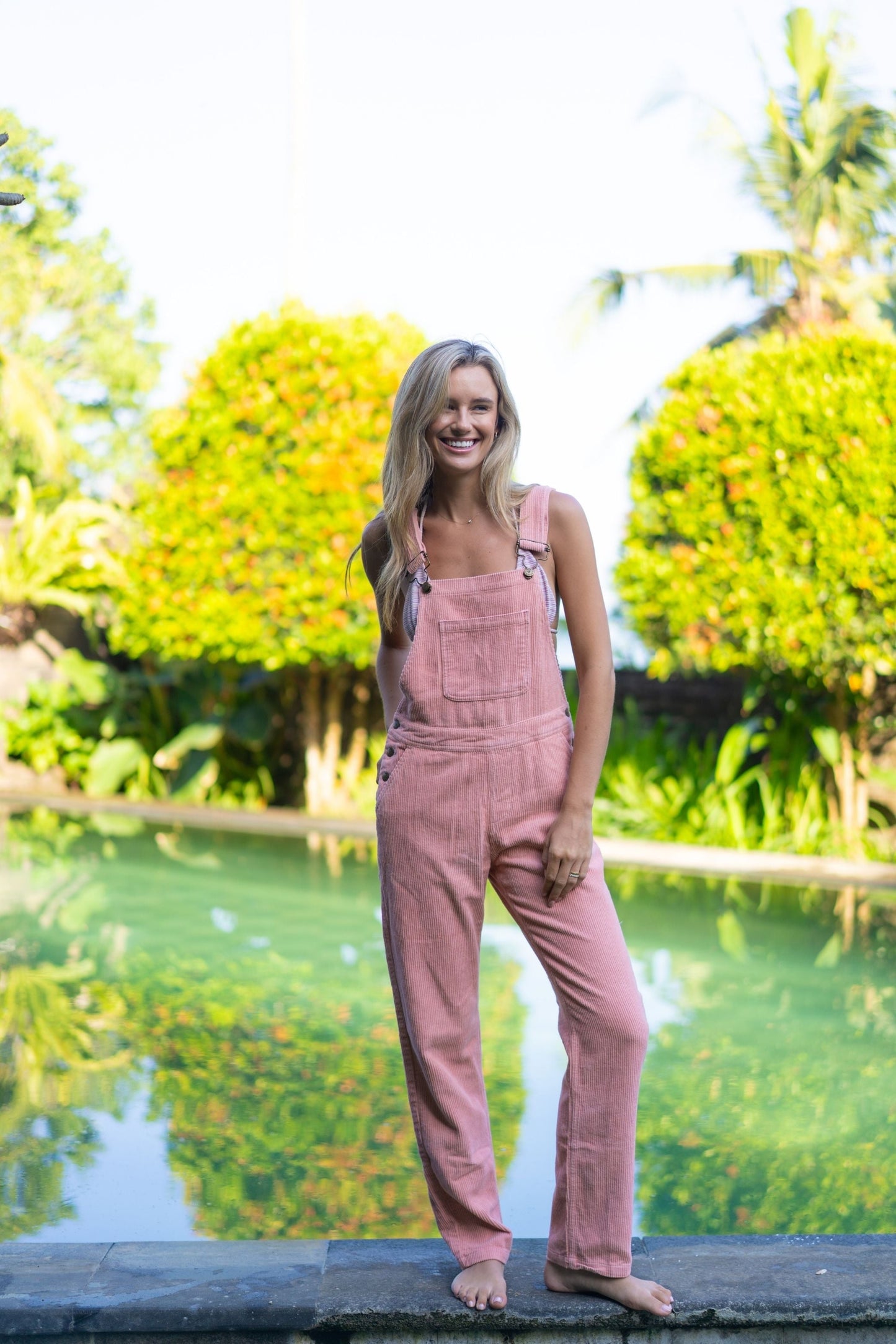 Adult Pink Chunky Cord Dungarees