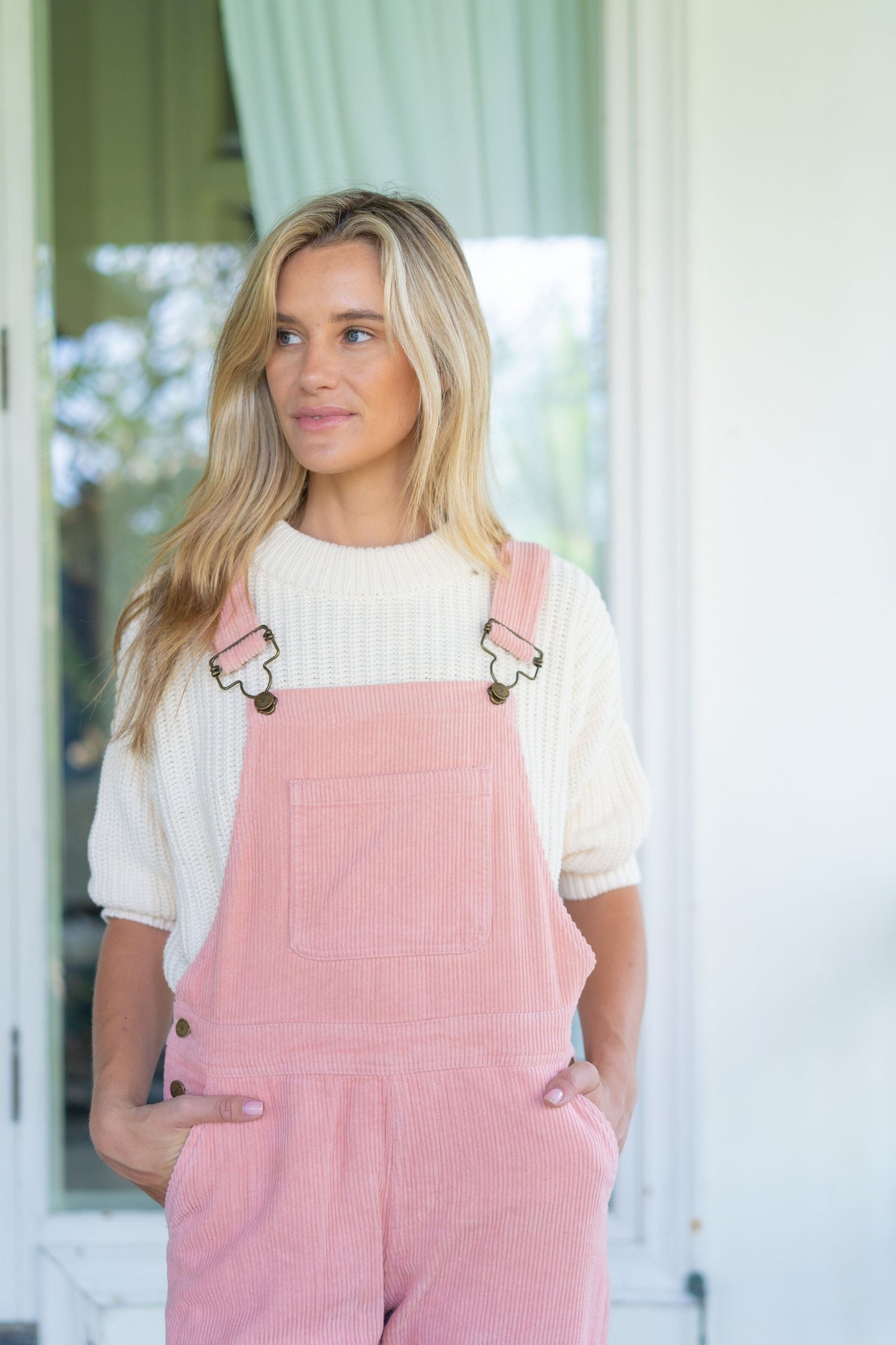 Adult Pink Chunky Cord Dungarees