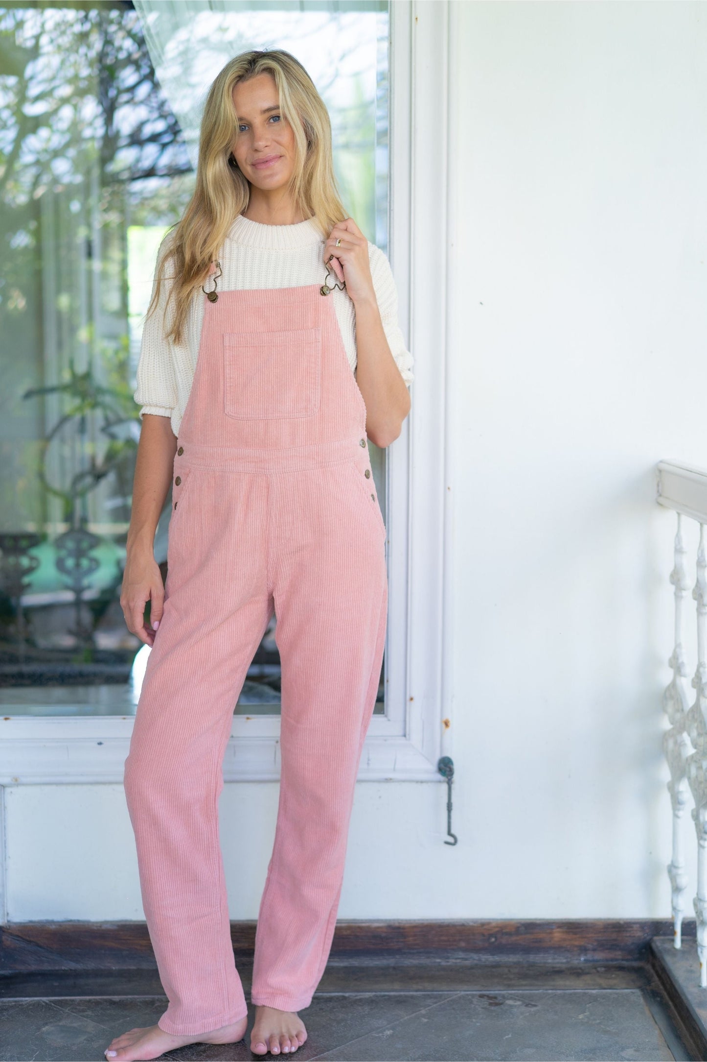 Adult Pink Chunky Cord Dungarees
