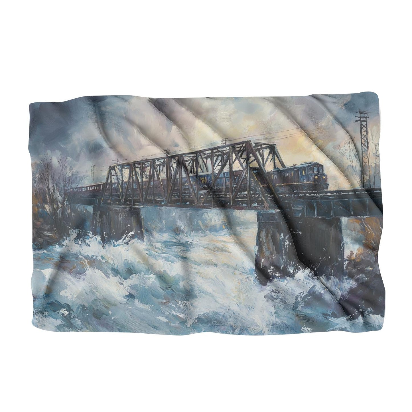 Train Over River Blanket