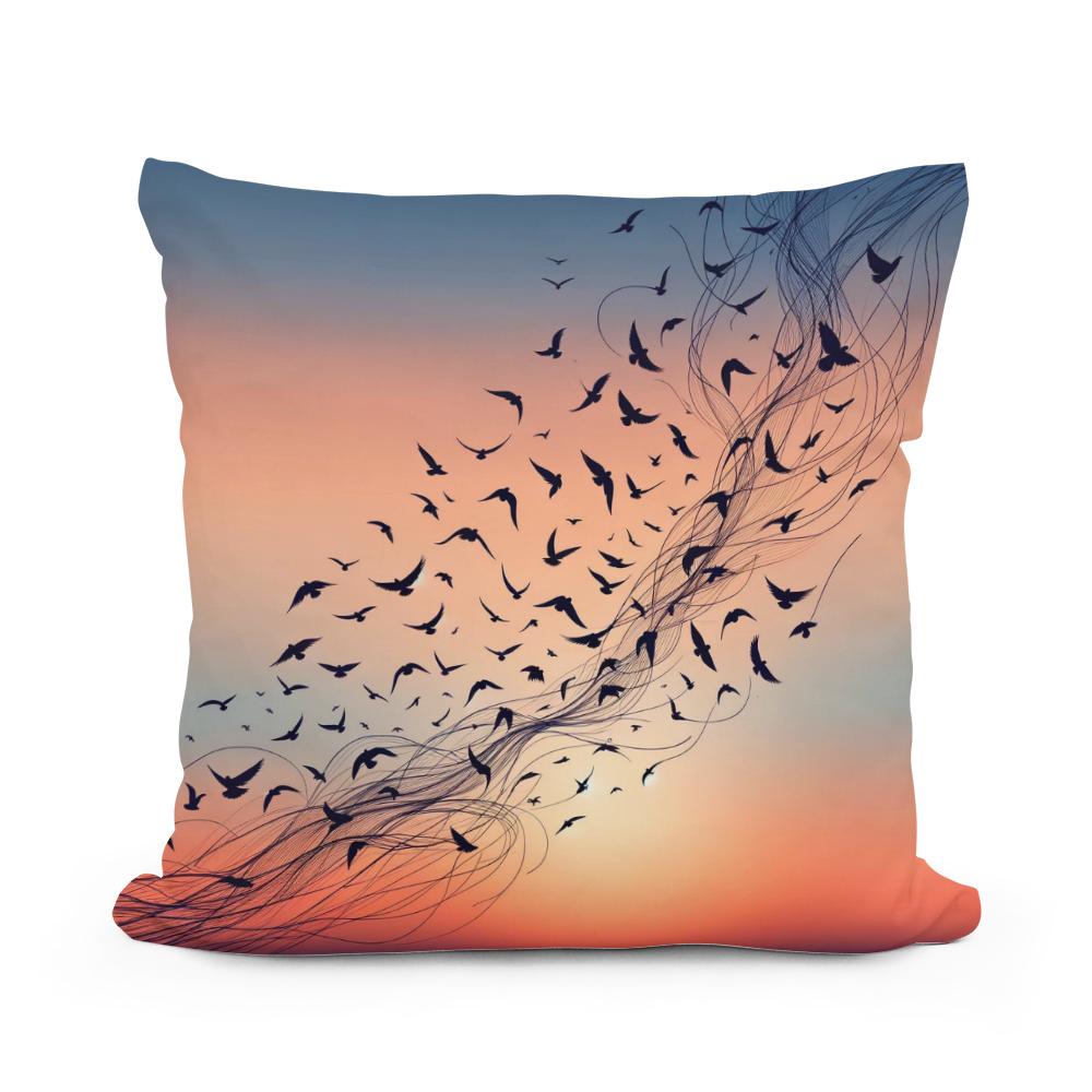Twilight Avian Ballet Cotton Cushion