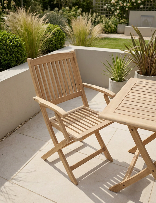 London 2 Seater Square Folding Bistro Set with London Folding Armchairs