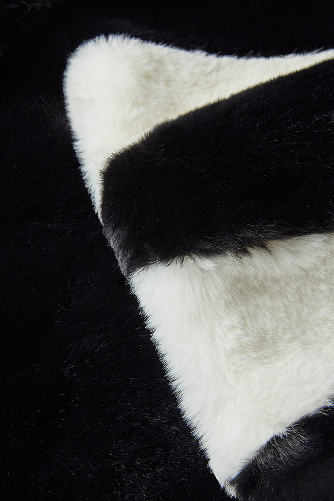 Lotan  Black and White Faux Fur Scarf