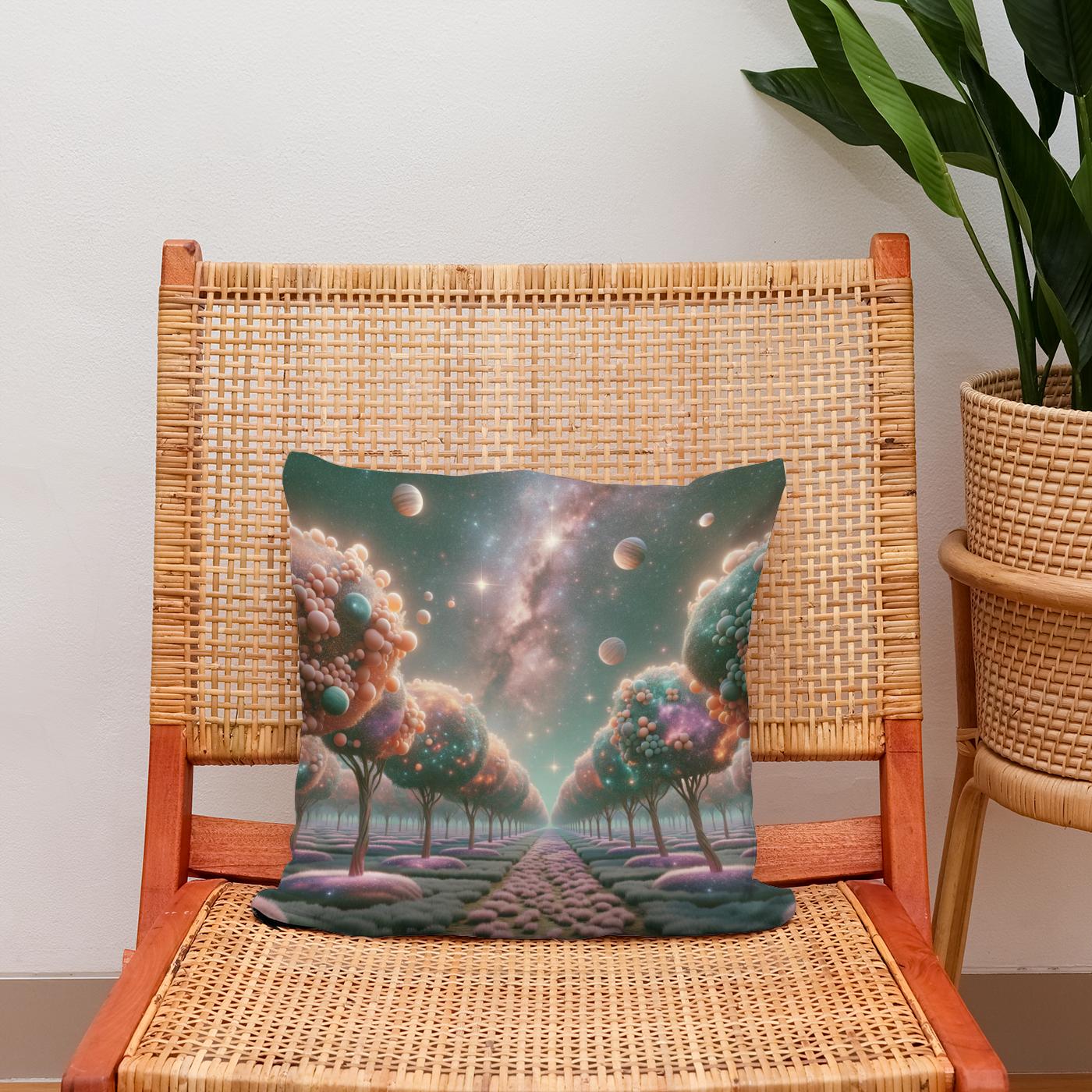 Cosmic Orchard Cotton Cushion