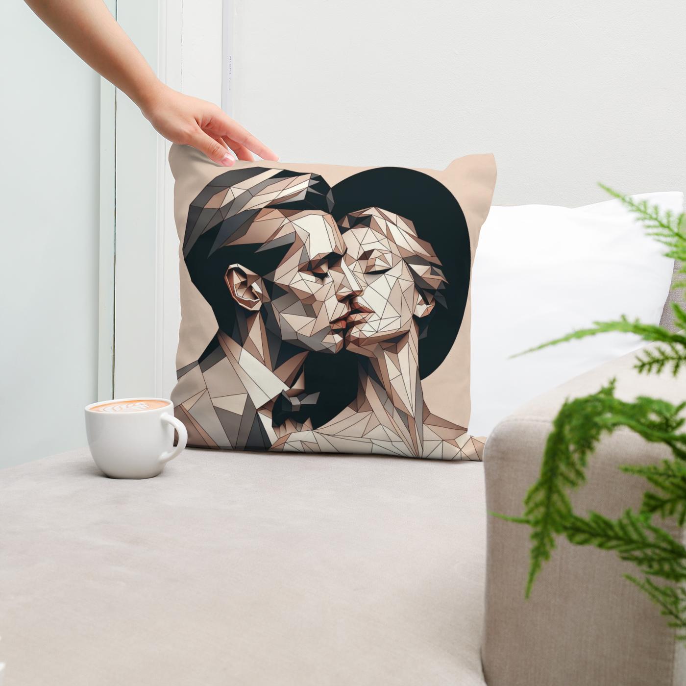 Whisper of Geometric Love Cotton Cushion