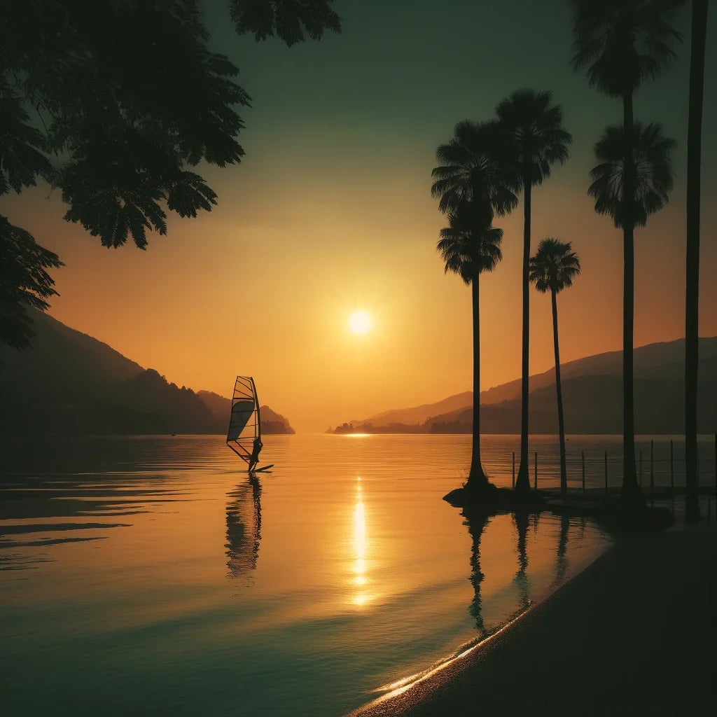 Lakeside Dusk Solitude Canvas