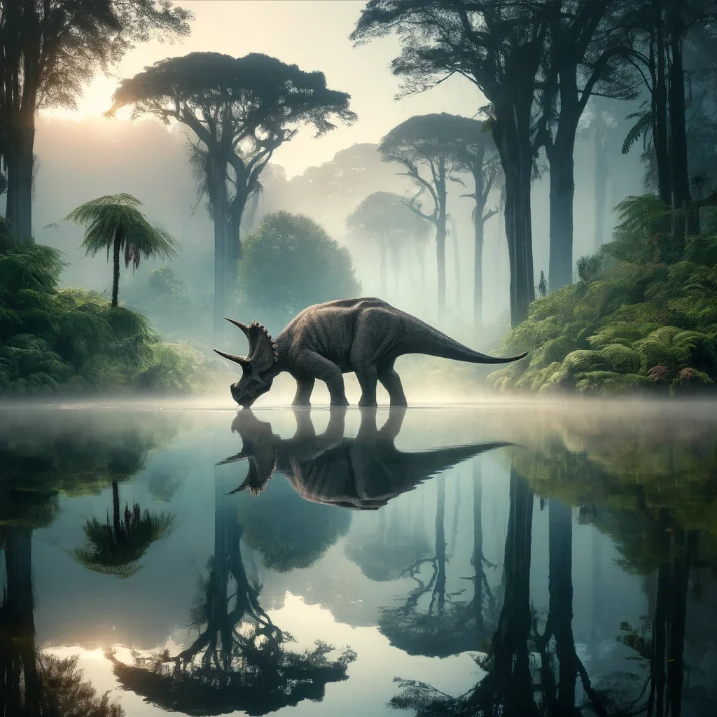 Lakeside Reflections Triceratops Canvas