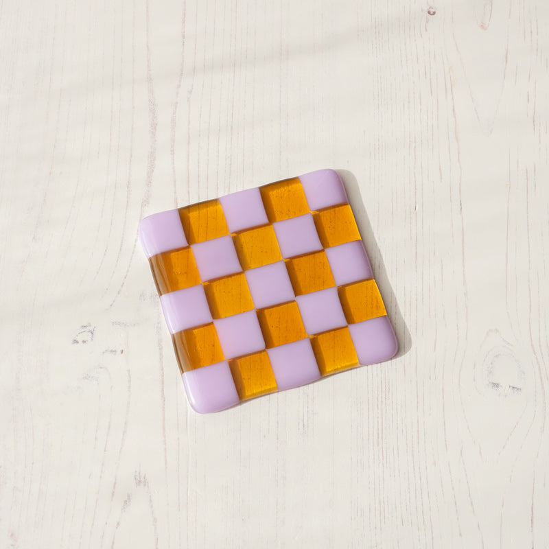 Lavender & Transparent Amber Coaster - Bullseye Collection
