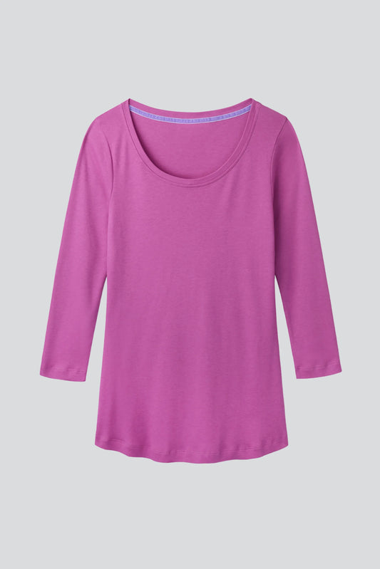 3/4 Sleeve Scoop Neck Cotton Modal T-Shirt