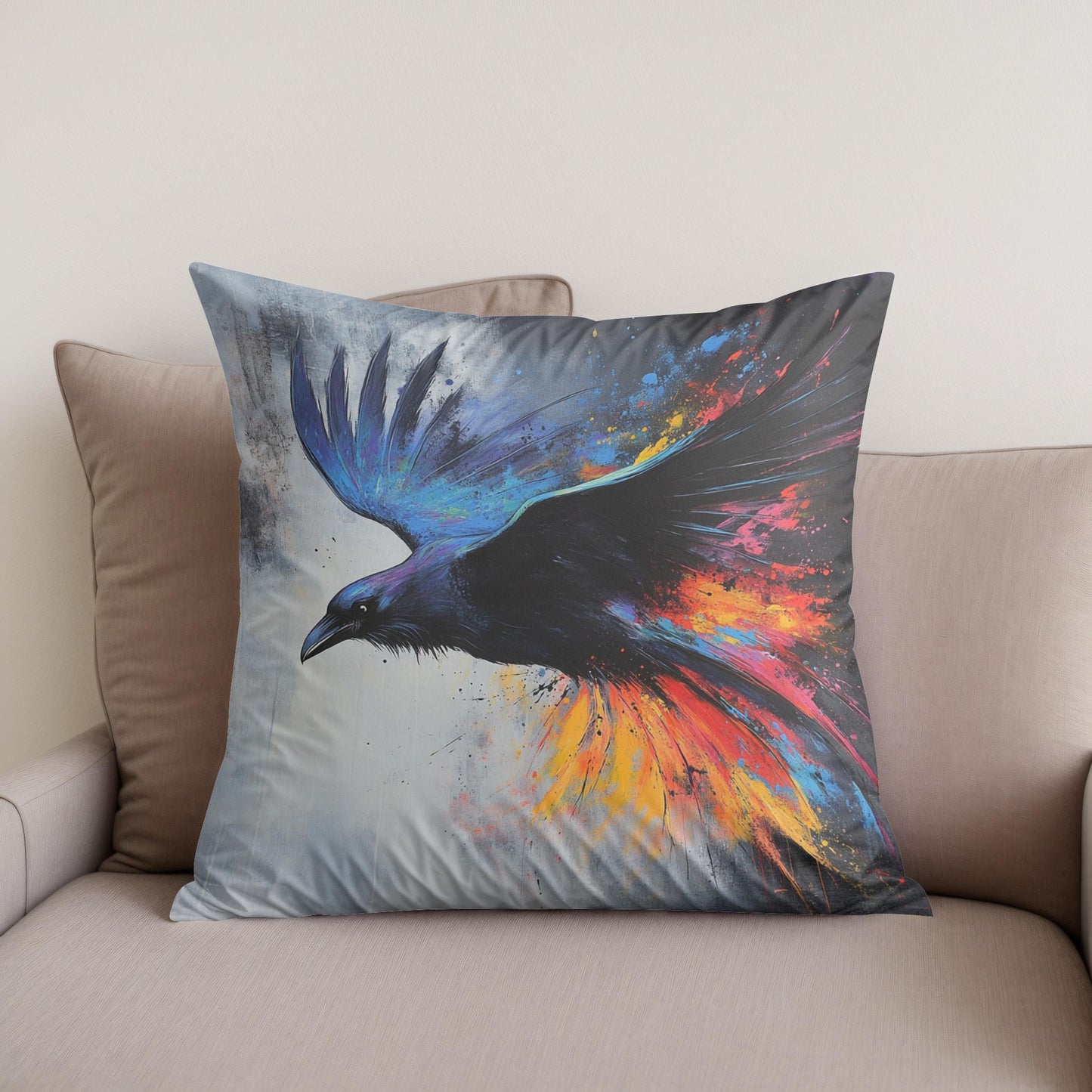 Majestic Raven Dance Cotton Cushion