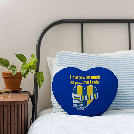 Love You as much as You Love Leeds - Heart Shaped Cushion
