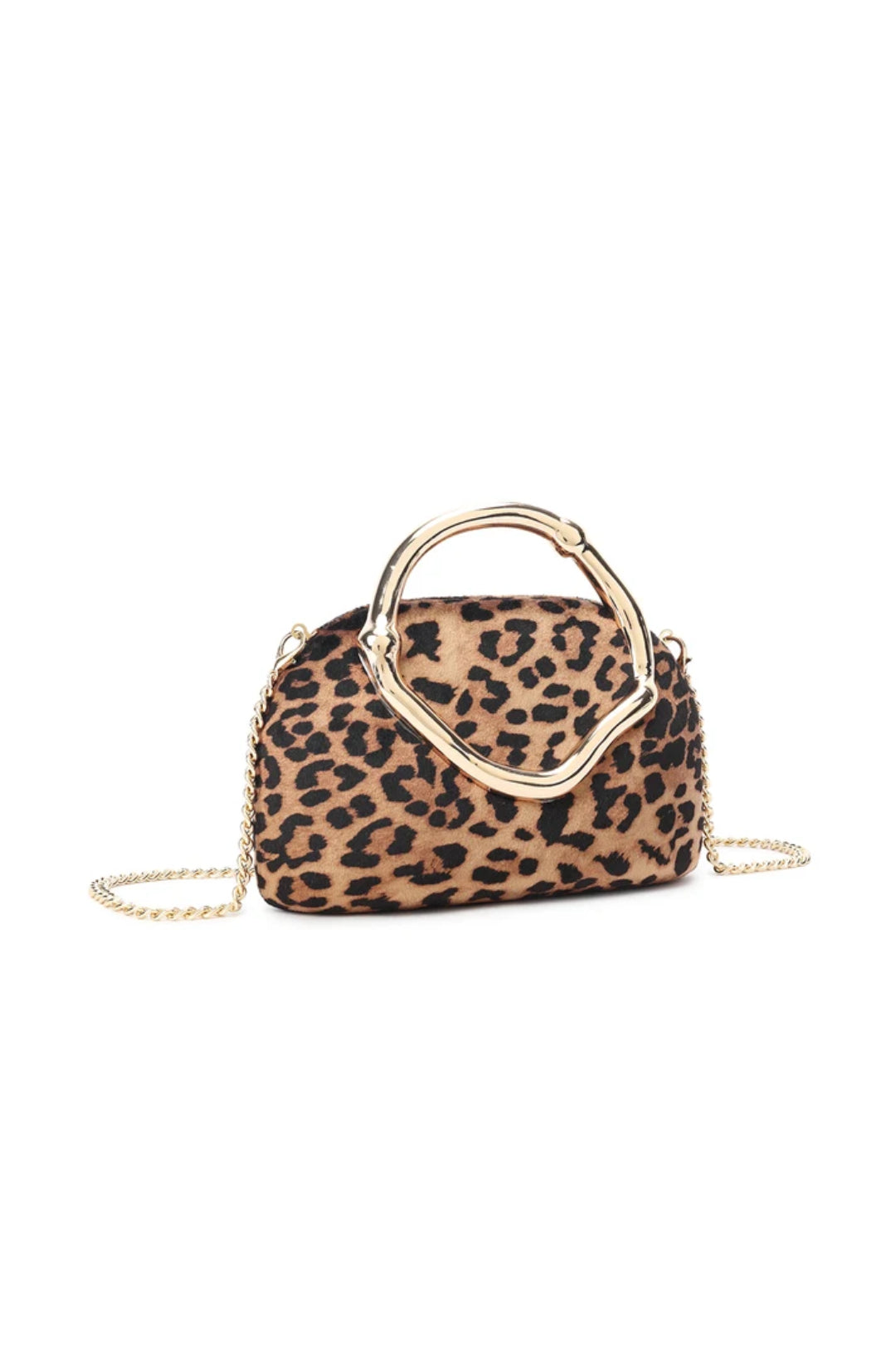 Leopard Print Clutch Bag with Handle Design