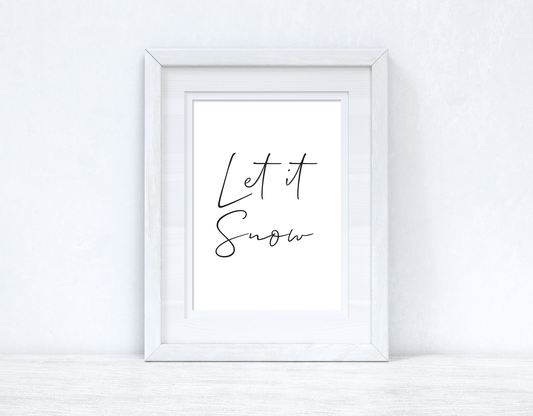 Let It Snow Simple Winter Christmas Seasonal Wall Home Decor Print