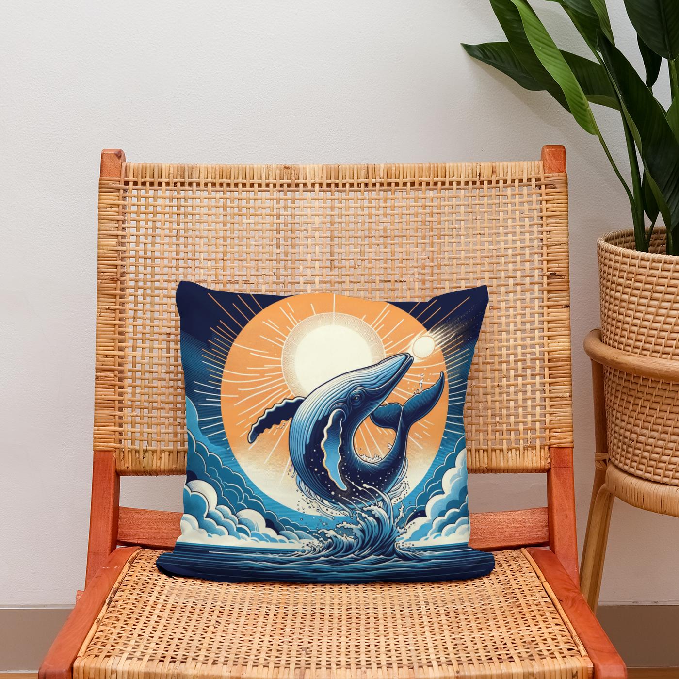 Whale's Cosmic Volley Cotton Cushion